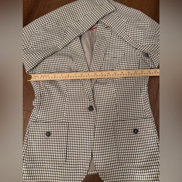 Tommy Hilfiger Plaid Blazer Women's Size 10 Single Button Elbow‎ Patched Jacket - Picture 9 of 10